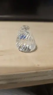 Cone Shaped swirl clear with blue glass paperweight