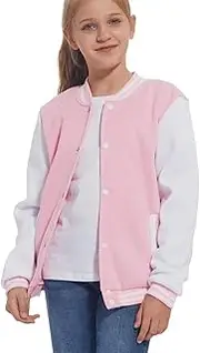 [Mowbeat] Kid's Baseball Jacket Boy's Varsity Style School Jackets Top for Girl Outerwear Jackets Sports Track Jackets Coat