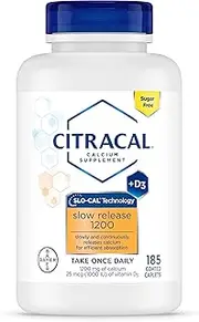 Citracal Slow Release 1200 Mg Calcium Citrate and Calcium Carbonate Blend, 185 Count