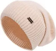 [jaxmonoy] Cashmere Slouchy Beanies for Women Winter Lightweight Girls Wool Knit Hat Cuffed Soft Warm Slouch Beanie Cap