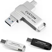 Personalized OTG USB Flash Drive, 100 Pack Custom Swivel Dual USB Pen Drive USB 3.1 Type C Thumb Drive Memory Stick for Business Event, Corporate Promotional and Non-Profits (16 GB,Without Box)