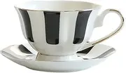 Kater 1pc Flower Shaped Coffee Cup Saucer Set European Style Ceramic Afternoon Tea Set Fine Bone China Tea Cup Gold-Rimmed Drinkware (Color : A)