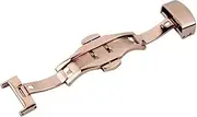 [RECHERE] Polished Stainless Steel Push Button Deployment Clasp For Leather Watch band Strap Butterfly Buckle