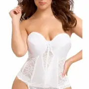 VA BIEN Low-Back UNDERWIRE Bustier 523 Boned WHITE [size 38B] *New w/OUT Tags