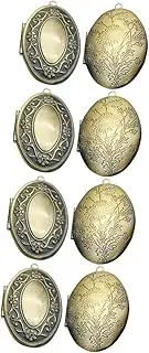 [STOBOK] 8pcs Oval Photo Locket Pendant Charms for Memorial Jewelry Small Picture Holder for Wedding Bouquets and Antique Bronze Frame for Personal Memories