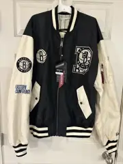NWT Alpha Industries New Era MA-1 Brooklyn Nets Varsity Jacket Bomber Flight L