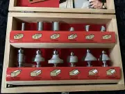 HICKORY WOODWORKING 12 PIECE CARBIDE ROUTER BIT SET STRAIGHT DOVETAIL ROUNDOVER