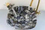 12"x12"x5" Natural Agate Stone Sink, Agate Kitchen & Bathroom Sink, Interior Dec
