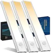 Under Cabinet Lighting, 3 Pack Motion Sensor Light Indoor Dimming Wireless Closet Light, Stick-On Under Counter Lights, LED Rechargeable Lights for Kitchen Bedroom Stair