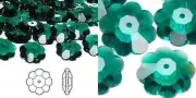 Bead, 12 Swarovski Emerald Green Crystal 12x4mm Margarita Lochrose Flower (3700)