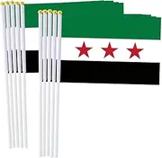 Syrian revolution Handheld Small Flag Set,10 PCS 5×8 Inch Mini Former Syria Hand Held Banner,Tiny Digital Printed Polyester Banner