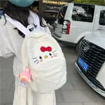 HELLOKITTY背包可愛甜美羔羊絨大容量KT後背包高中生學院風書包小眾背包女平板包