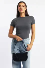 Grey T Shirt Short Sleeve Crew Neck Supersoft - Size 16XL, Women's T-shirt