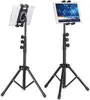 Tablet Tripod Stand Holder: Height Adjustable Phone Laptop Floor Mount Stands for iPhone 14 Pro Max iPad Mini iPad Air iPad Pro and All 4.7-12.9” Device