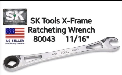 SK Professional Tools 6pt Ratcheting Wrench X-Beam SAE 80043 11/16" 216 Position