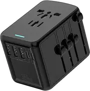 Universal Travel Adapter, PD35W International Power Adapter, 2 USB-C & 3 USB-A Fast Charging Travel Charger, All in One Worldwide Travel Plug Adapter, Outlet Adapter for Europe EU UK USA AU