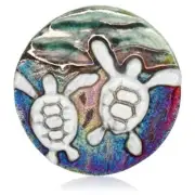 (2) Sea Turtle babies Medallions "I am Serene" Raku Pottery NEW