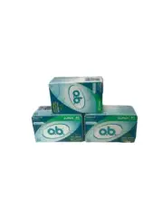 3 Pack O.B. Fluid Lock No Applicator Tampons Super 40 Count Each Damaged Boxes