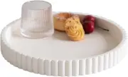Decorative Tray for Coffee Table, Living Room, Side Table, 11" Cream round Concr