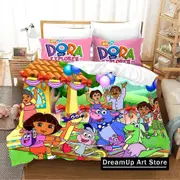 a3465 Bed Sheets ed ExplorerD-dora Bedding Set Boots Duvet Cover Double Adult Bedclothes Quilt Cover3-Piece Bedding Set (1 Duvet Cover + 2 Pillow S