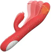 10 Frequency Rabbit Toys Rechargeable Adult Toys Adult Sensory Toys for Women Female Pleasure Devices Powerful Tongue and Licking G Toys for Female Couples Panty Stimulation Red