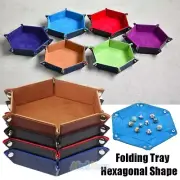 4x PU Leather Folding Hexagonal Tray Table Dice Box Multi-color Home Storage Box
