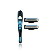 3-Blade Razor Set Light Plastic Handle with BIC Blades to fit MACH3 Compatible