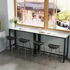 Anti-scratch Tall Rectangular Bar Table Breakfast Counter Pub Table Steel Frame