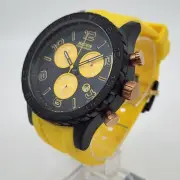 NEW Mens Magnum MA33504 Yellow Chronograph Quartz Day Date Black Watch