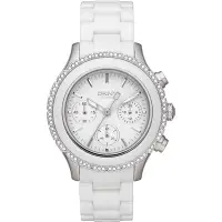 在飛比找Yahoo!奇摩拍賣優惠-替換錶帶 現貨DKNY唐可娜兒手錶三眼計時陶瓷錶時尚鑲鉆石英