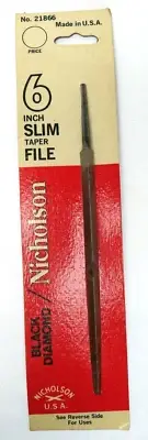 Vintage Black Diamond/Nicholson 6" Slim Taper File No.21866 Forged Steel USA NOS