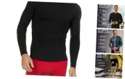 Thermal Shirts for Men Long Sleeve Thermal Compression Large Black Crewneck