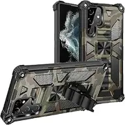 for Samsung S22 Ultra Case with Built-in Kickstand,rojarou Samsung Galaxy S22 Ultra Case [Military Grade Protective] Heavy Duty Shockproof Phone Case for S22 Ultra,Camouflage Army Green