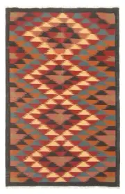 Vintage Hand Woven Carpet 3'4" x 5'2" Traditional Wool Kilim Rug