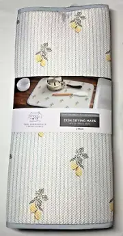 RACHEL ASHWELL DRYING MATS (2) LEMONS BLUE STRIPE 16 X 22 POLYESTER NIP