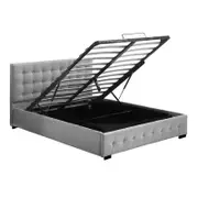 Levede Gas Lift Bed Frame with Storage Platform Queen Grey