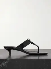 [TOTEME] TOTEME - + Net Sustain The Belted Croco Flip-flop Croc-effect Leather Mules - Black - IT38 IT 38 Black
