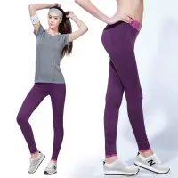 在飛比找Yahoo奇摩購物中心優惠-運動褲 高彈力瑜珈九分快乾慢跑運動褲-紫色 LOTUS