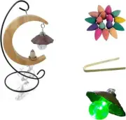 Solid Wood Moon Shape Hanging Backflow Incense Burner Waterfall Incense Holder