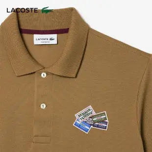 【LACOSTE】男裝-棉質網眼徽章短袖Polo衫(咖啡色)