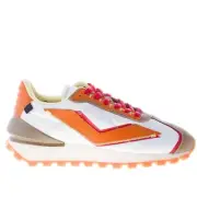 VOILE BLANCHE men shoes New Qwark Spur 2 sneakers white fabric beige orange