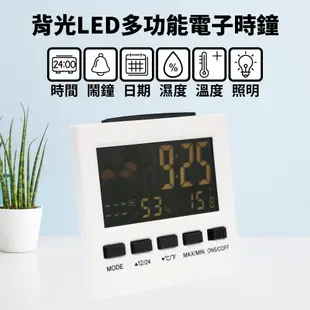 TRENY 單色LED多功能電子時鐘掛鐘-黑白 背光LED多功能電子時鐘