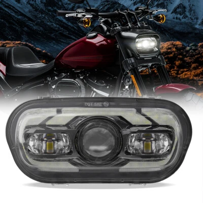 New DOT Approved Halo LED Headlight Hi-Lo Projector For Harley Fat Bob 2018 2019