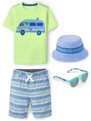 GYMBOREE Boys 5T Bundle “Music Festival” Top, Shorts, Hat, Sunglasses NWT