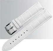 MGHN Leather Watch Straps Leather Watch Bands Polished Buckle Watch Band Strap Quick Release Replacement Wristbands Padded (Color : White Black Buckle, Size : 18mm)