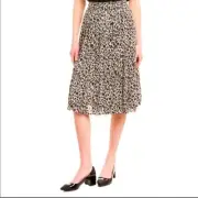 NWT J Crew Pleated Leopard Animal Print Midi Skirt sz 2 AF925