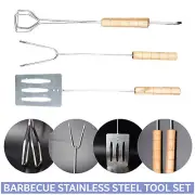 BBQ Tool Set Stainless Steel 3PC Premium Barbecue Utensils Food Turner Tong Fork