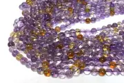13 inch strand of natural Amethyst & Citrine Round Smooth 6mm beads.