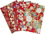 aufodara 5PCS Crafts Quilting Fabric Cotton Squares Quilting Patchwork Bundle 50x50 cm Japanese Style Fabrics for Sewing Quilt DIY Artcraft Handwork (Red)