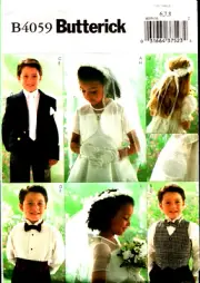 Butterick 4059 Size 6-8 Childs Bolero Vest Necktie Veil Cummerbund Pattern Uncut